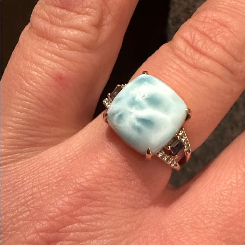 Elegant Larimar 14k gold ring